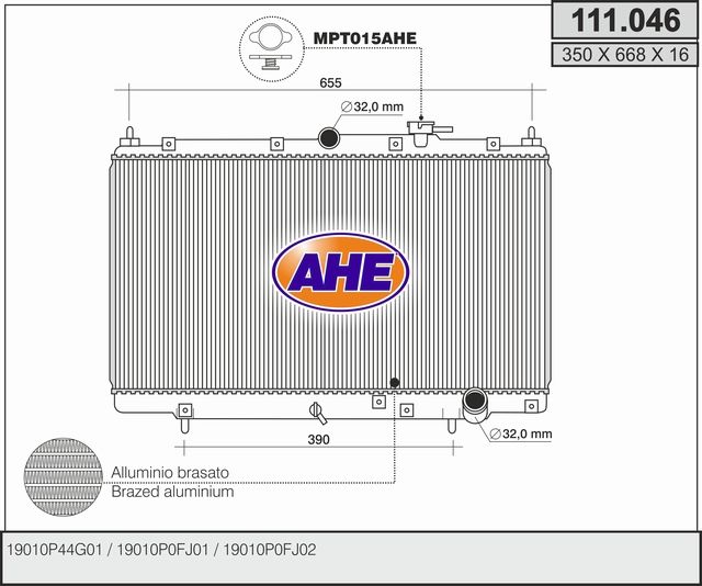 111046 AHE Радиатор, охлаждение двигателя