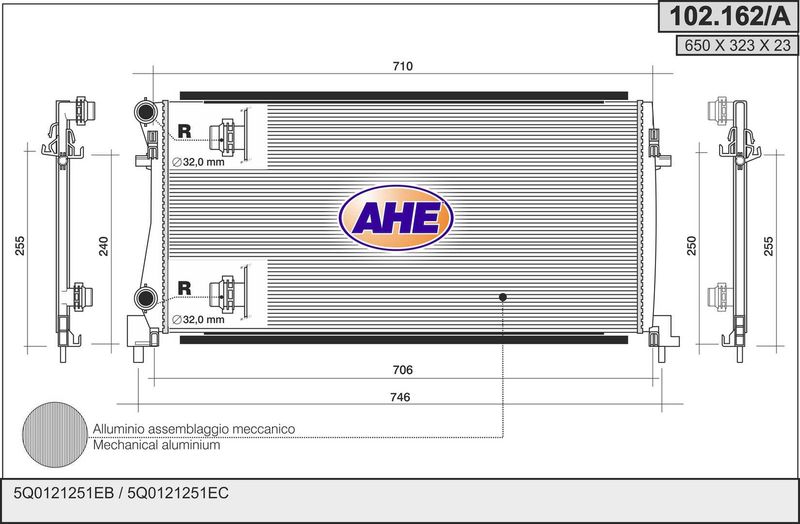 102162A AHE Радиатор, охлаждение двигателя