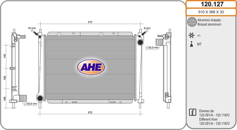 120127 AHE Радиатор, охлаждение двигателя