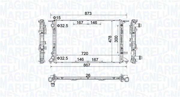 350213152100 MAGNETI MARELLI Радиатор, охлаждение двигателя