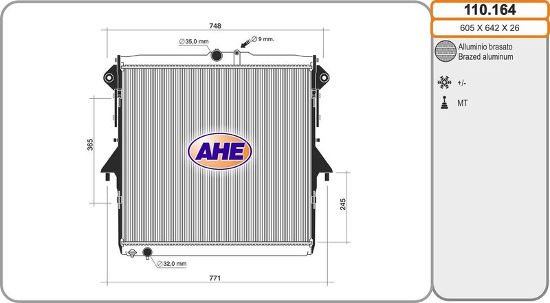 110164 AHE Радиатор, охлаждение двигателя
