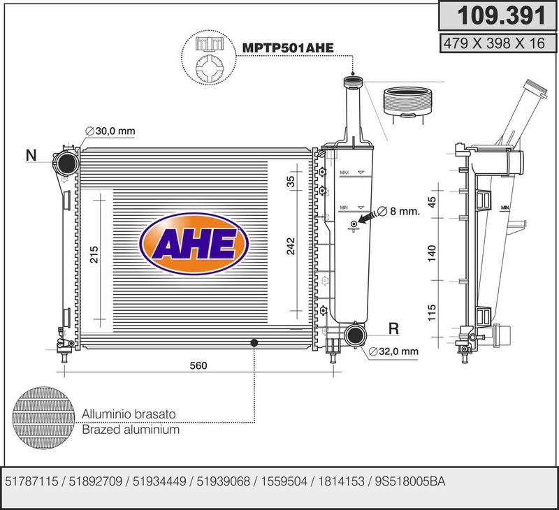 109391 AHE Радиатор, охлаждение двигателя