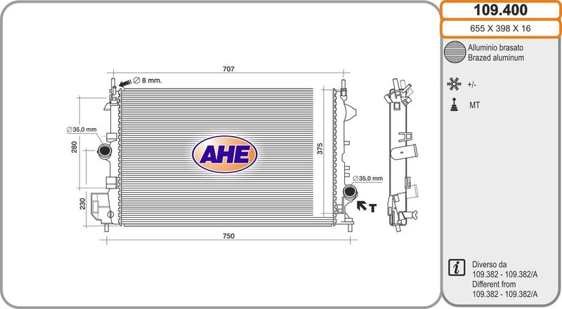 109400 AHE Радиатор, охлаждение двигателя
