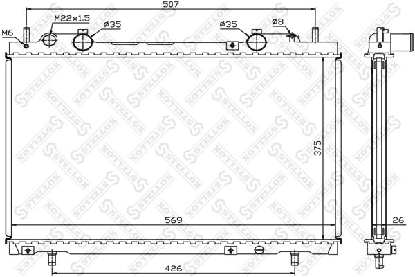 1025692SX STELLOX Радиатор, охлаждение двигателя