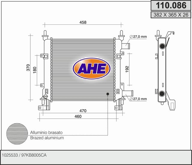 110086 AHE Радиатор, охлаждение двигателя