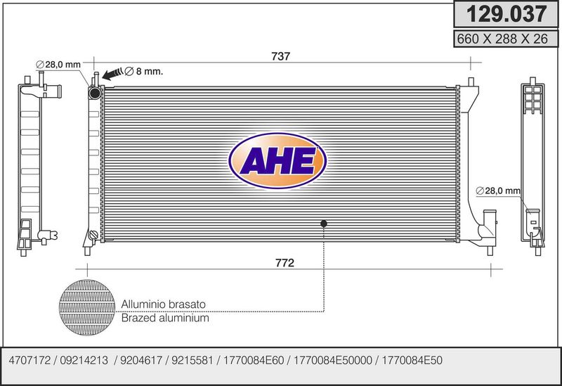 129037 AHE Радиатор, охлаждение двигателя