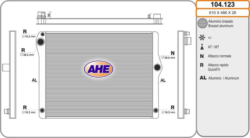 104123 AHE Радиатор, охлаждение двигателя
