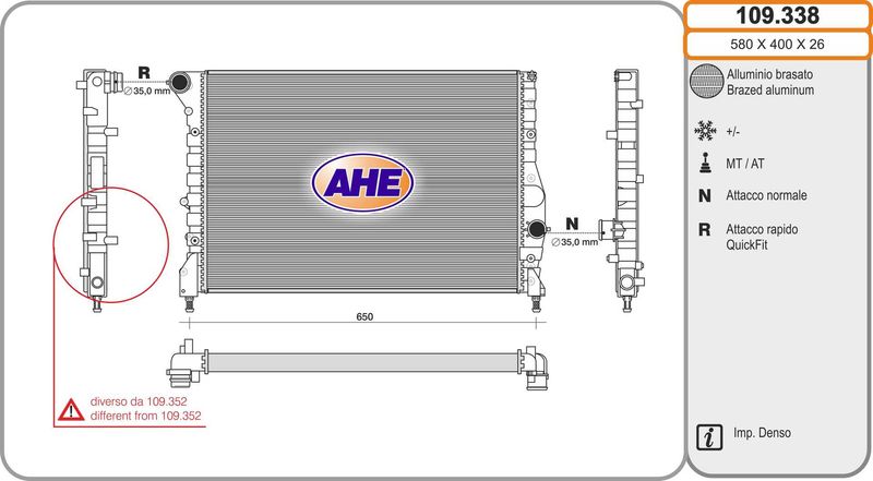 109338 AHE Радиатор, охлаждение двигателя