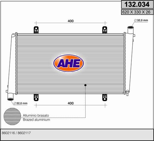 132034 AHE Радиатор, охлаждение двигателя