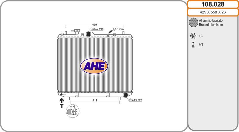108028 AHE Радиатор, охлаждение двигателя