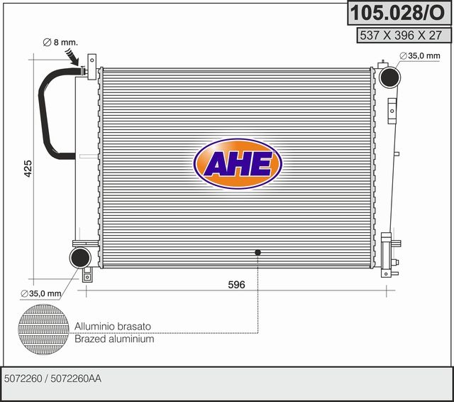 105028O AHE Радиатор, охлаждение двигателя