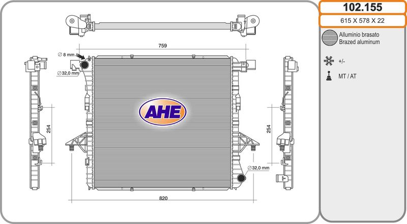 102155 AHE Радиатор, охлаждение двигателя