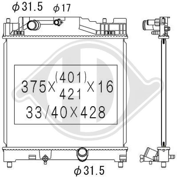 DCM3328 DIEDERICHS Радиатор, охлаждение двигателя