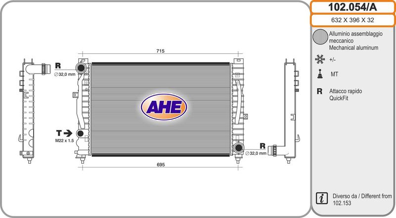 102054A AHE Радиатор, охлаждение двигателя