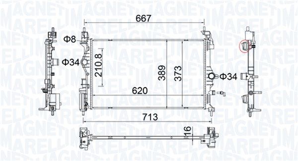 350213206900 MAGNETI MARELLI Радиатор, охлаждение двигателя