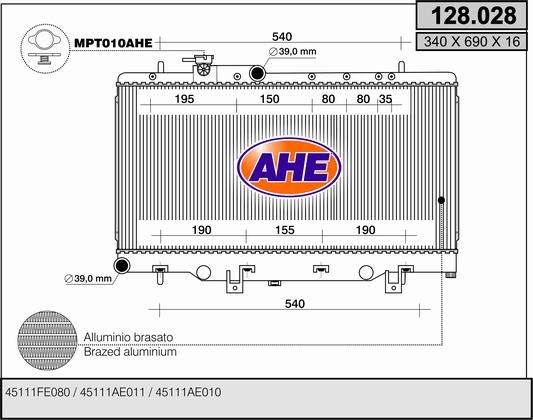 128028 AHE Радиатор, охлаждение двигателя