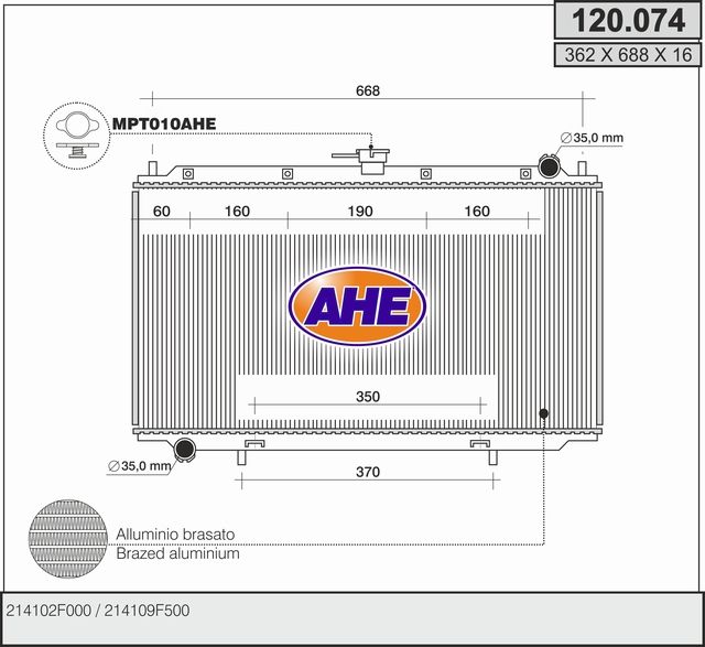 120074 AHE Радиатор, охлаждение двигателя