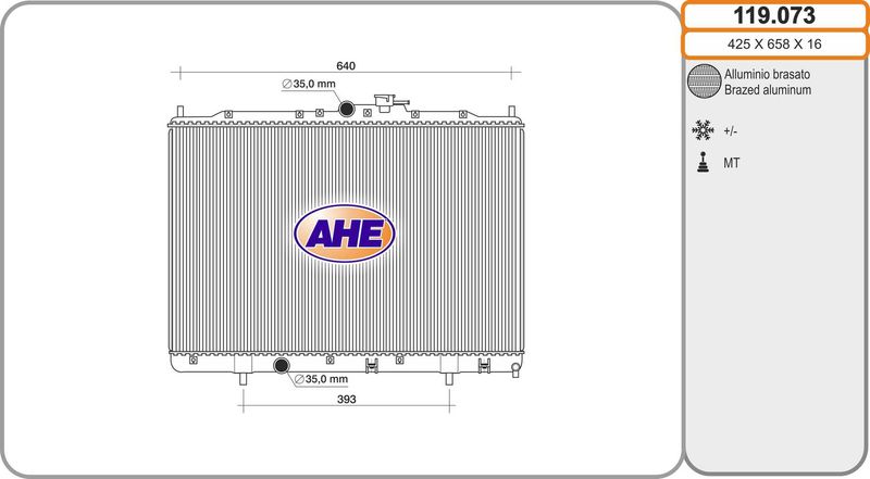 119073 AHE Радиатор, охлаждение двигателя