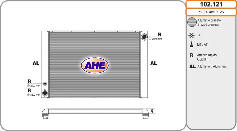 102121 AHE Радиатор, охлаждение двигателя