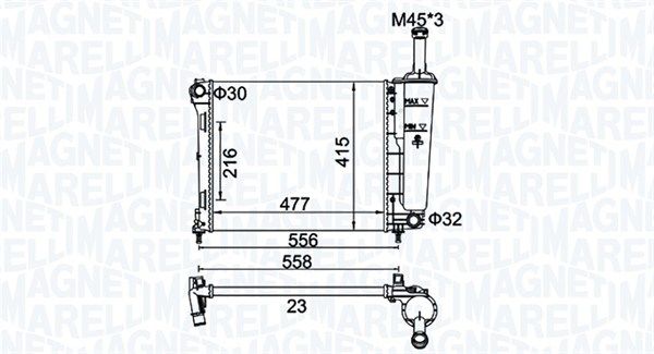 350213183900 MAGNETI MARELLI Радиатор, охлаждение двигателя