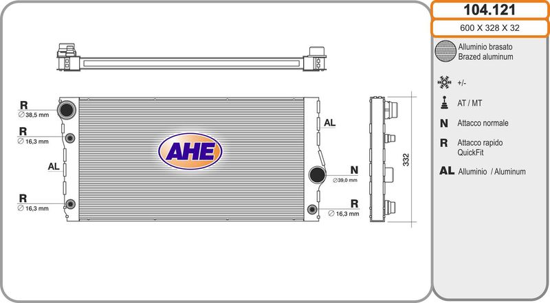 104121 AHE Радиатор, охлаждение двигателя
