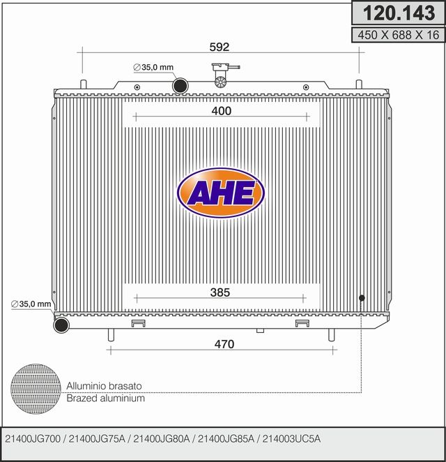 120143 AHE Радиатор, охлаждение двигателя
