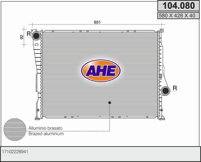 104080 AHE Радиатор, охлаждение двигателя