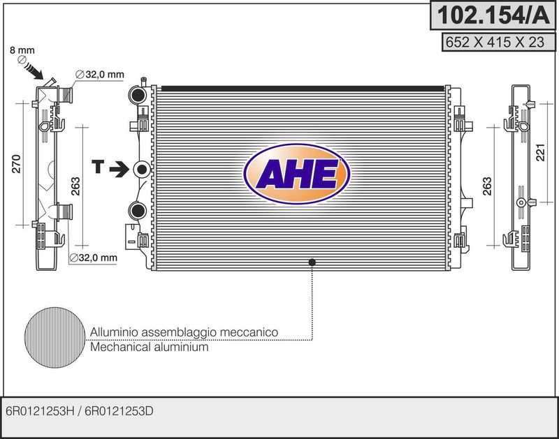 102154A AHE Радиатор, охлаждение двигателя