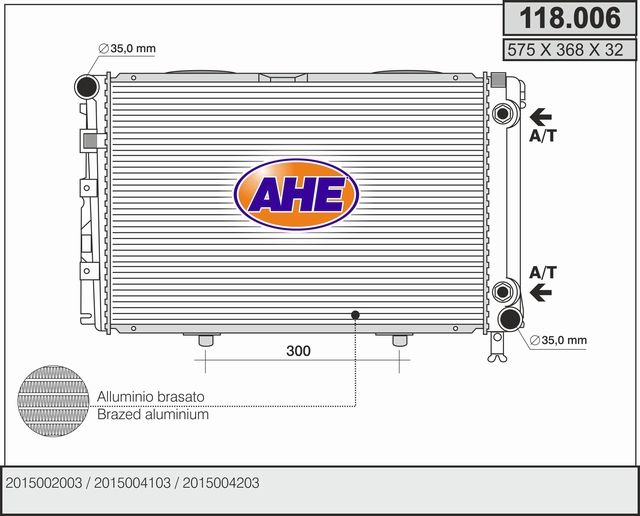 118006 AHE Радиатор, охлаждение двигателя