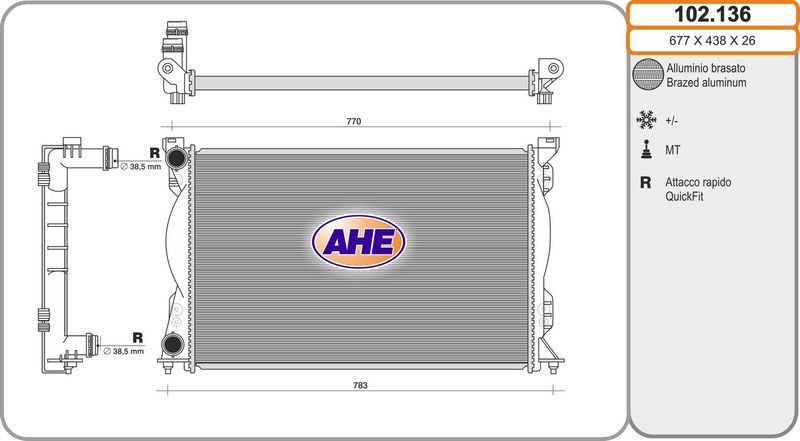 102136 AHE Радиатор, охлаждение двигателя
