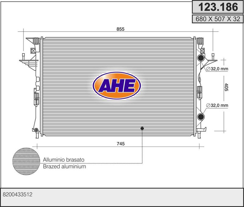123186 AHE Радиатор, охлаждение двигателя