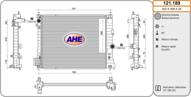 121189 AHE Радиатор, охлаждение двигателя