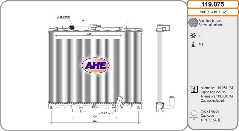 119075 AHE Радиатор, охлаждение двигателя