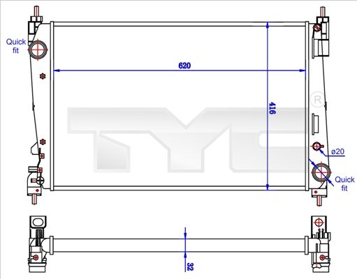 7250042R TYC Радиатор, охлаждение двигателя