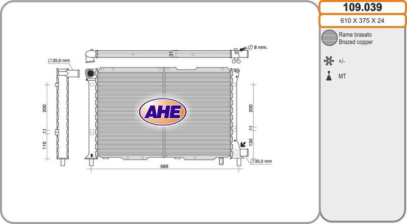 109039 AHE Радиатор, охлаждение двигателя