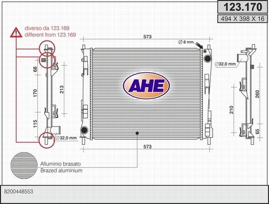 123170 AHE Радиатор, охлаждение двигателя