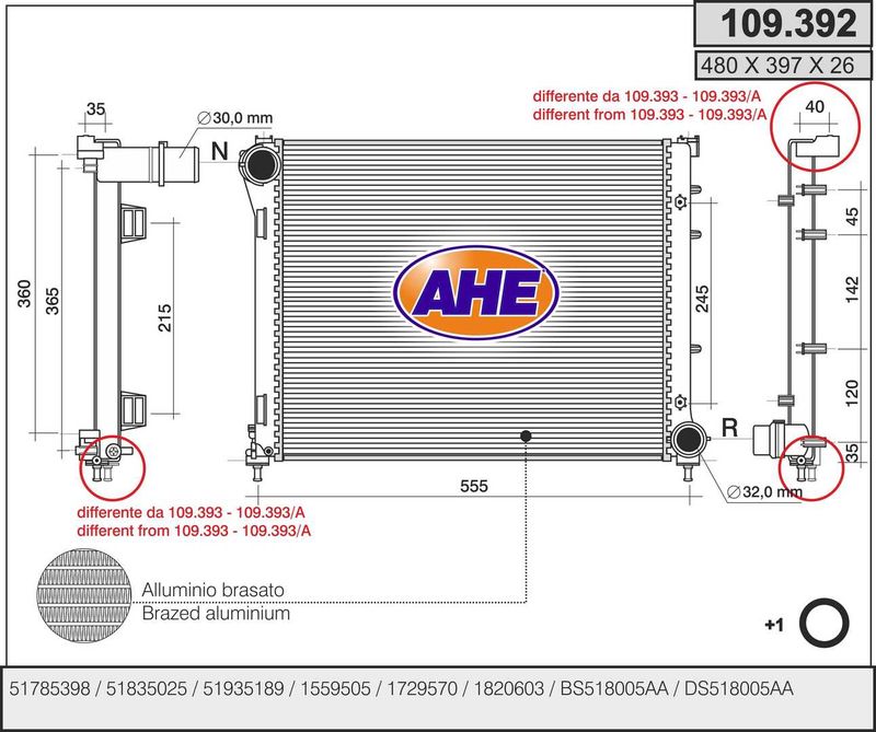 109392 AHE Радиатор, охлаждение двигателя