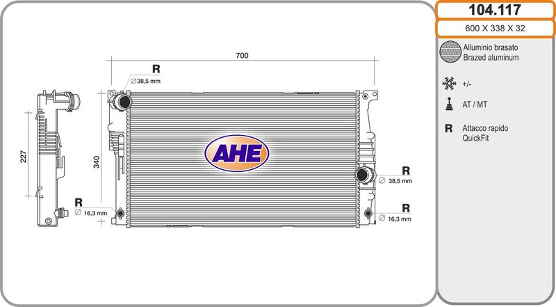 104117 AHE Радиатор, охлаждение двигателя