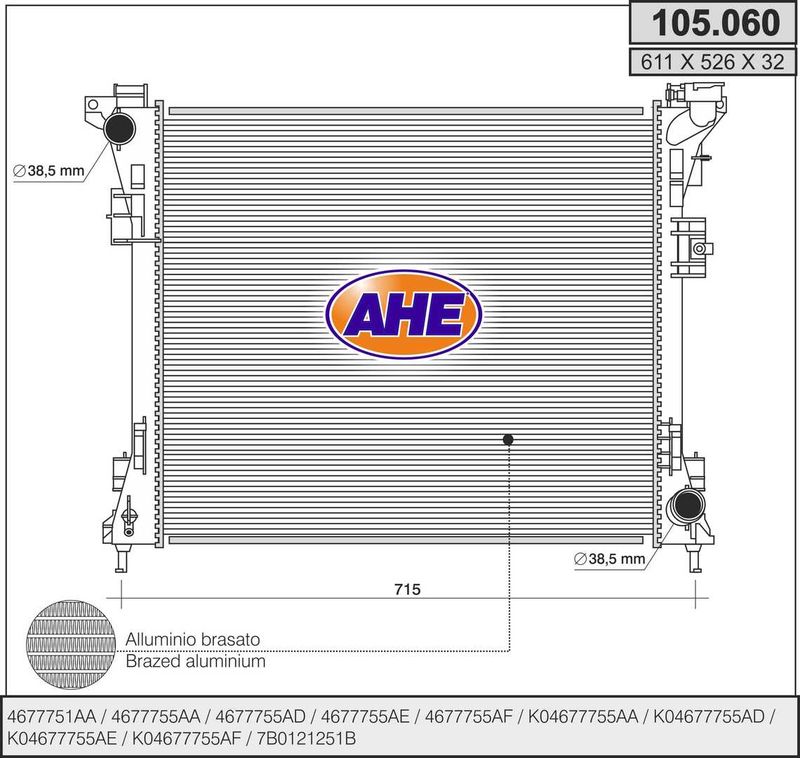 105060 AHE Радиатор, охлаждение двигателя