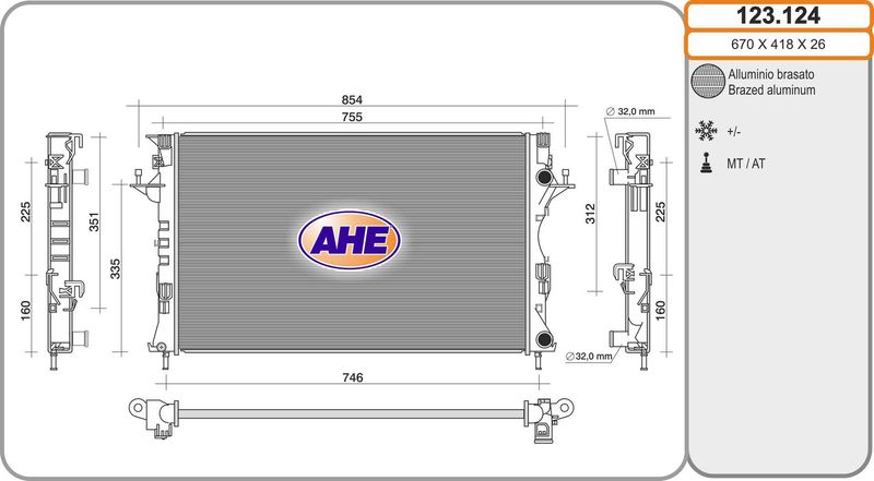 123124 AHE Радиатор, охлаждение двигателя