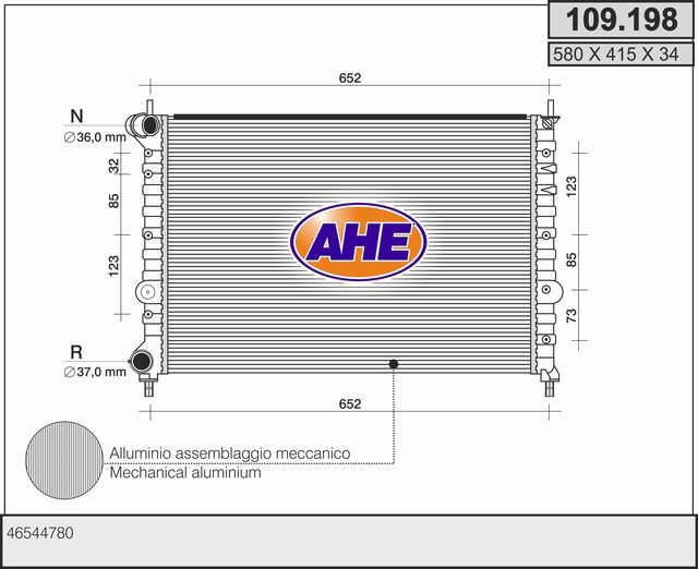 109198 AHE Радиатор, охлаждение двигателя