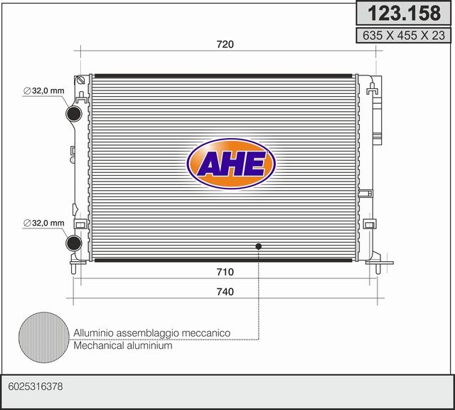 123158 AHE Радиатор, охлаждение двигателя