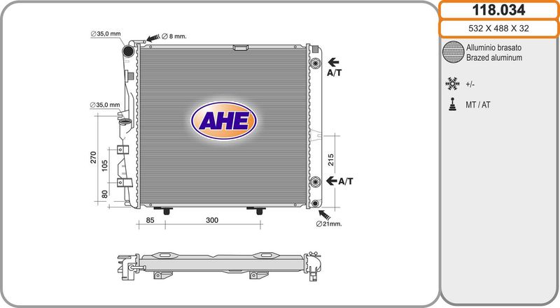 118034 AHE Радиатор, охлаждение двигателя