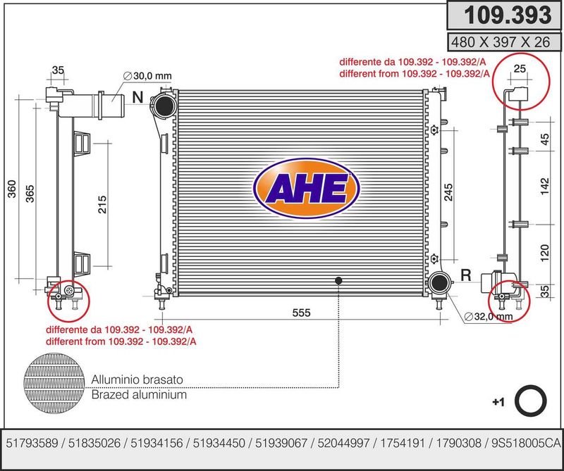 109393 AHE Радиатор, охлаждение двигателя