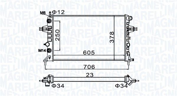 350213158200 MAGNETI MARELLI Радиатор, охлаждение двигателя