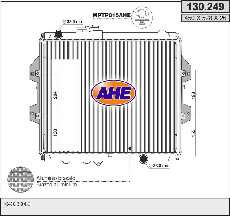 130249 AHE Радиатор, охлаждение двигателя