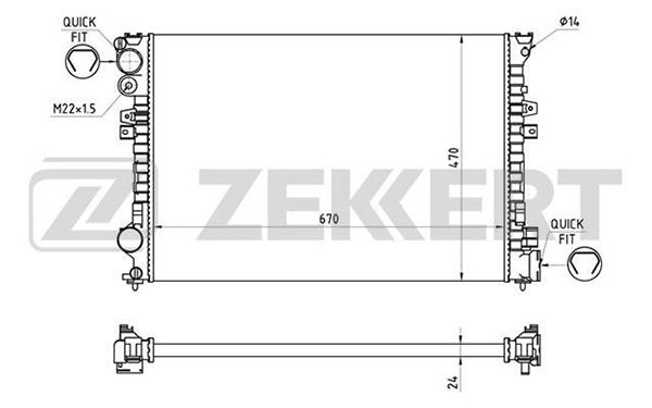 MK1306 ZEKKERT Радиатор, охлаждение двигателя