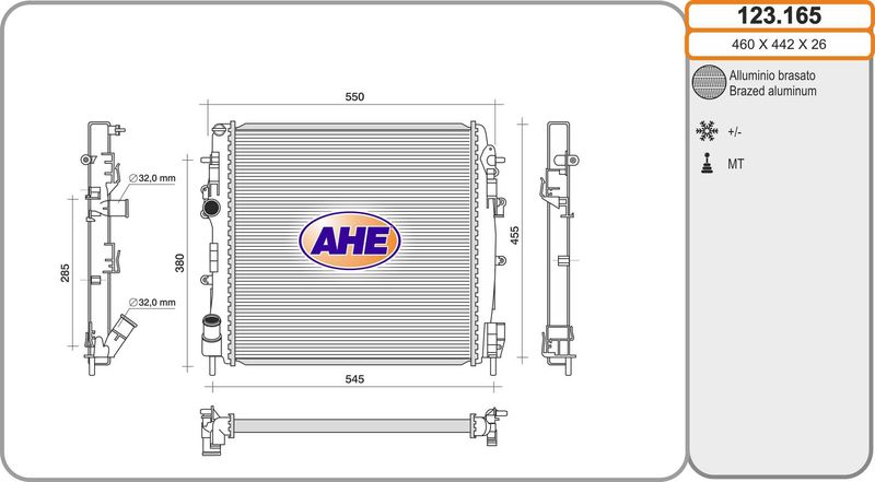 123165 AHE Радиатор, охлаждение двигателя