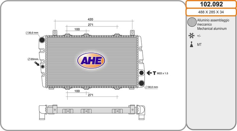 102092 AHE Радиатор, охлаждение двигателя