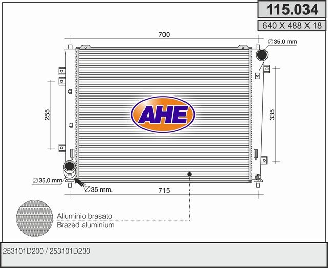 115034 AHE Радиатор, охлаждение двигателя